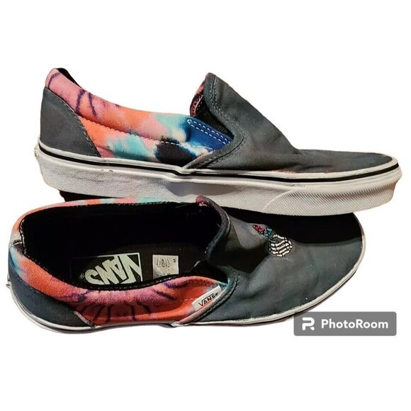 VANS Grateful Dead Slip On Sneakers M 7 W 8.5 Gray Tie-Dye - Picture 3 of 7